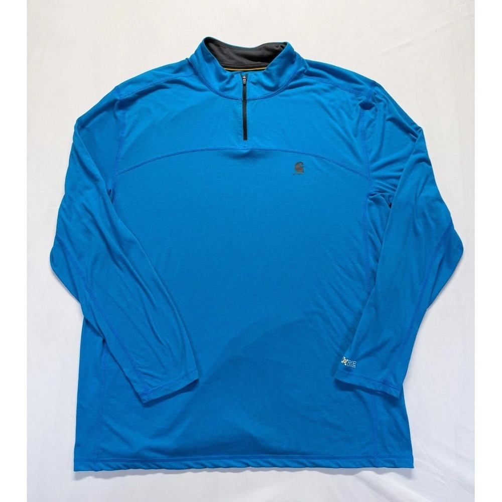 Carhartt Force Extremes Shirt Mens XL Blue Relaxed Fit Quarter Zip Mock Neck